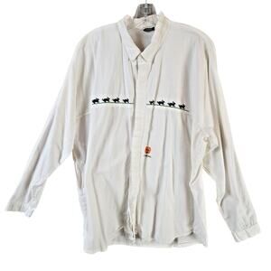 Marfil Disenos Embroidered Halloween Shirt Unisex Large White Western Buttoned